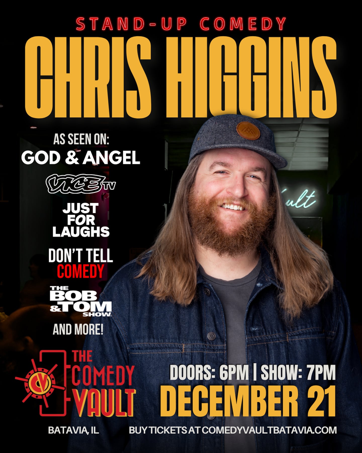 Chris Higgins brings his clever, relatable stand-up to The Comedy Vault on Dec. 21.