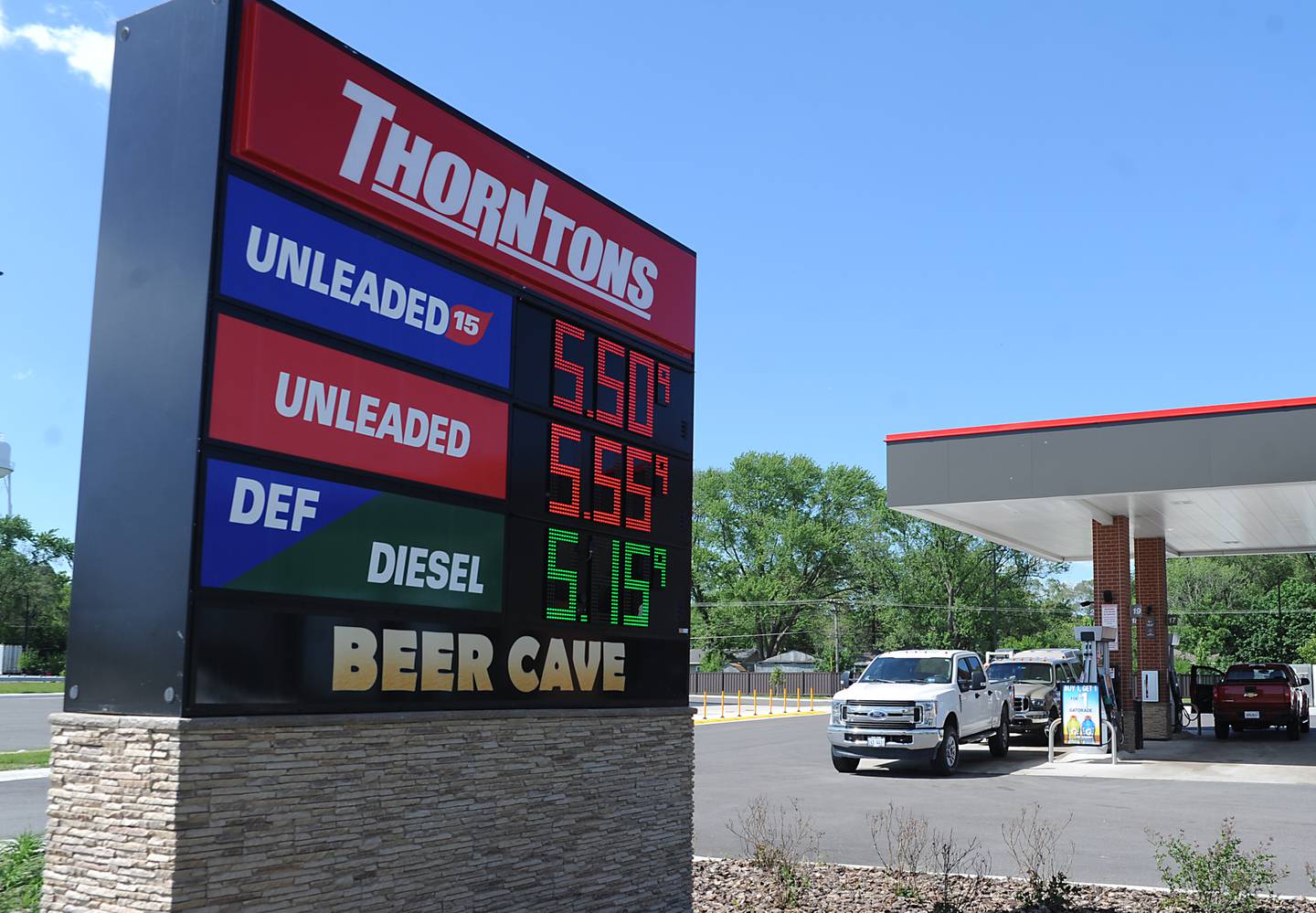 Fuel prices on Thursday, June 2, 2022, at the Thorntons gas station at the intersection of Chapel Hill Road and Route 120 in McHenry. Fuel prices reached a new high this week.