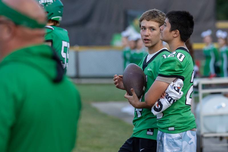 Seneca Football players speak on sideline during game on Friday, Aug 29, 2025 at Seneca High School in Seneca.