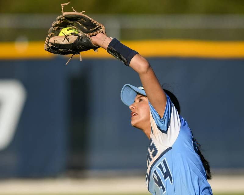 Lake Park's Ariana O'Connell (44) catches the ball during the game on Wednesday April 24, 2024, while taking on St. Charles North held at Lake Park High School.