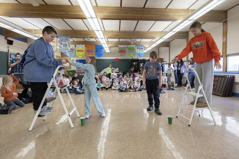 St. Anne’s students compete in a game Tuesday, Jan. 28, 2025, in celebration of Catholic Schools Week.