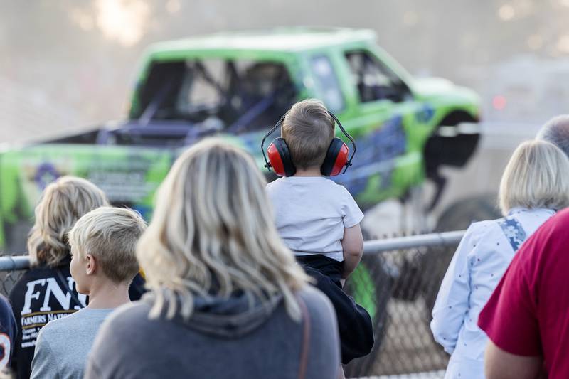 900 horsepower will make a lot of noise so earphone protection was needed Thursday, August 17, 2023 during the Full Throttle Monster Truck show at the Whiteside County Fair.