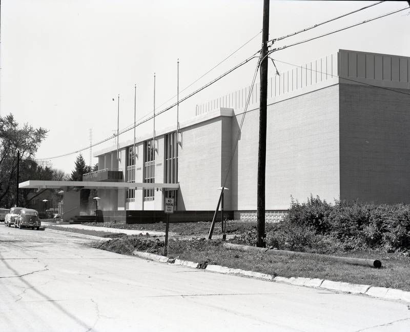 The Northern Illinois University Student Center is seen in this September 1962 photo looking south at Normal Road and Lucinda Drive at the time the building opened.