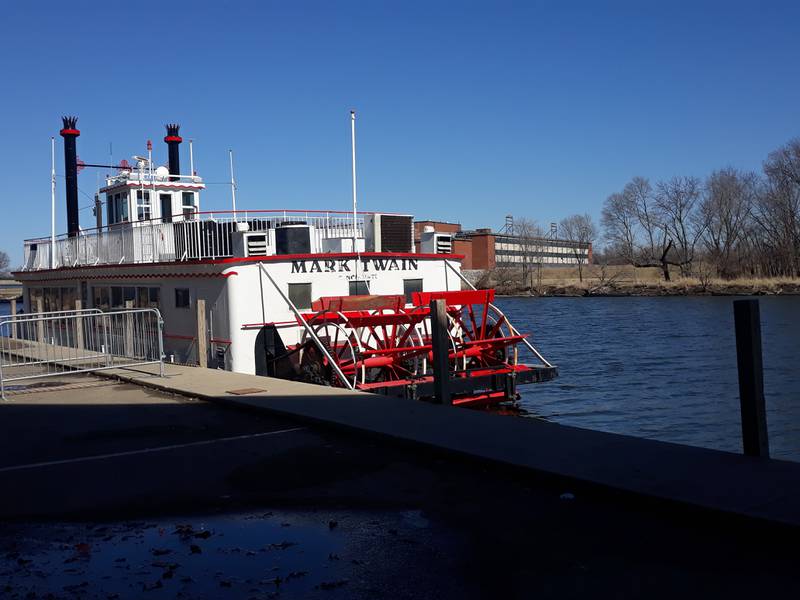 The Sainte Genevieve, a 149-passenger sternwheeler, docked Sunday where the Fox meets the Illinois River in Ottawa.