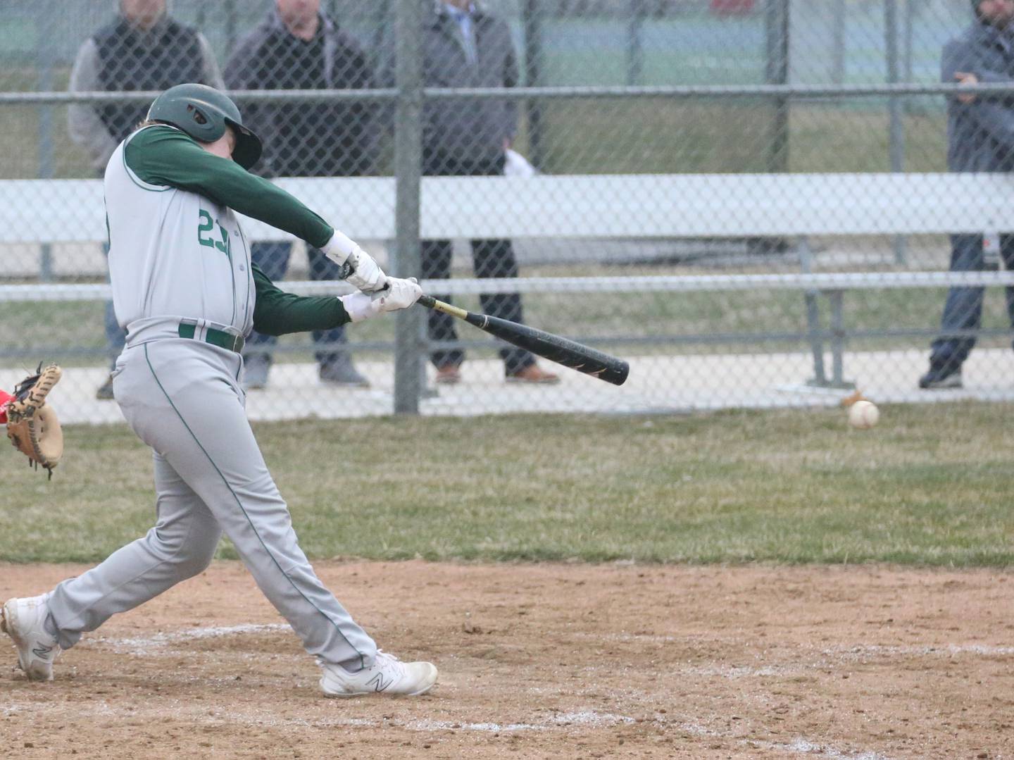 St. Bede's Luke Tunnel hits the ball against Ottawa on Wednesday, March 22, 2023 at Ottawa High School.