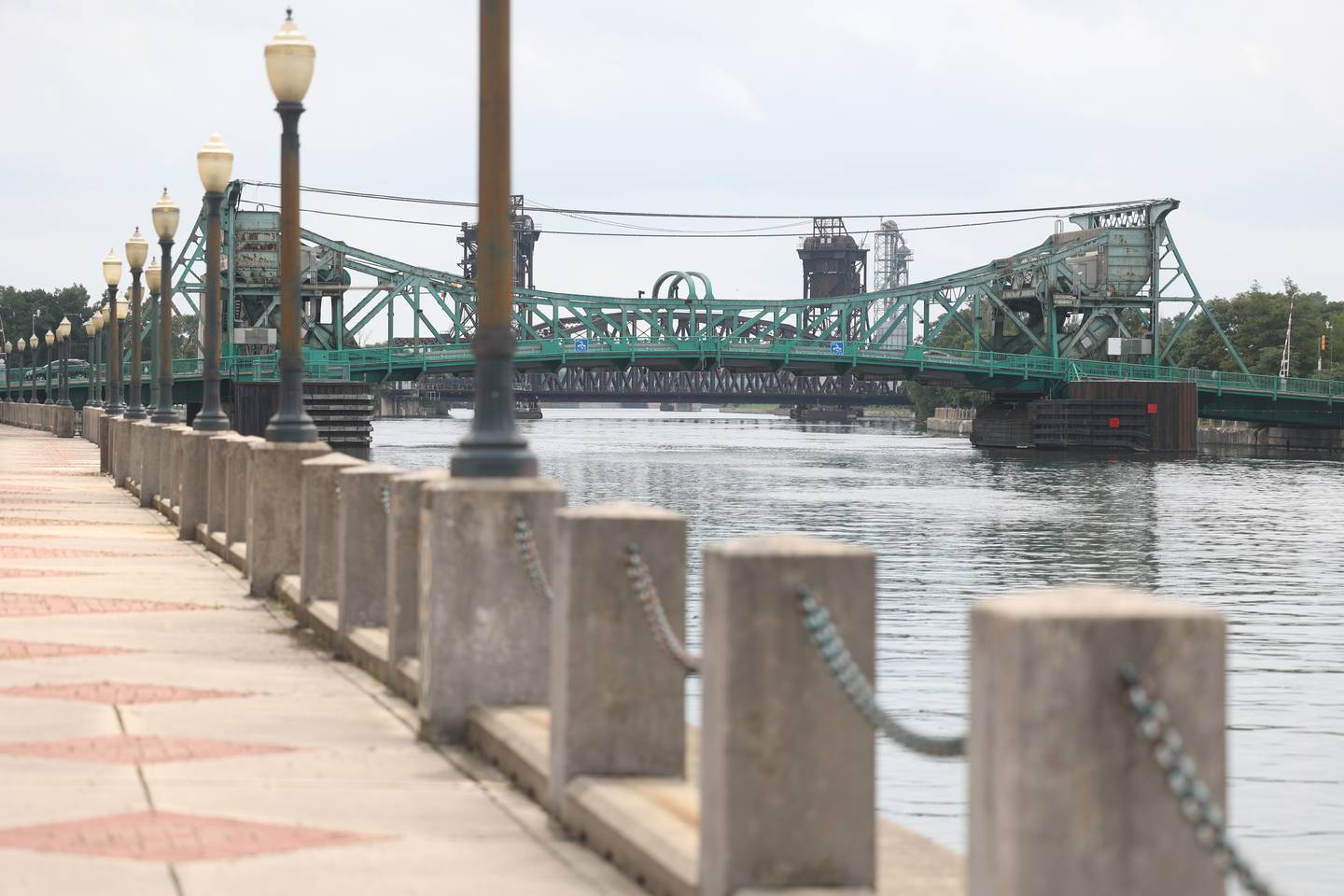 Jefferson Street Bridge seen from the Des Plains River walkway in downtown Joliet. Wednesday, July 27, 2022 in Joliet.