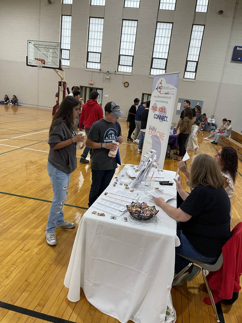 Students visited booths set up by manufacturers and other job resources Thursday, Oct. 5, 2023, at the Streator Incubator for Manufacturing Day.