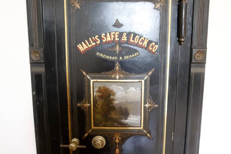 A saved safe door in the newly remodeled Old Courthouse Center in Woodstock on Thursday, July 13, 2023, during a tour of the building.