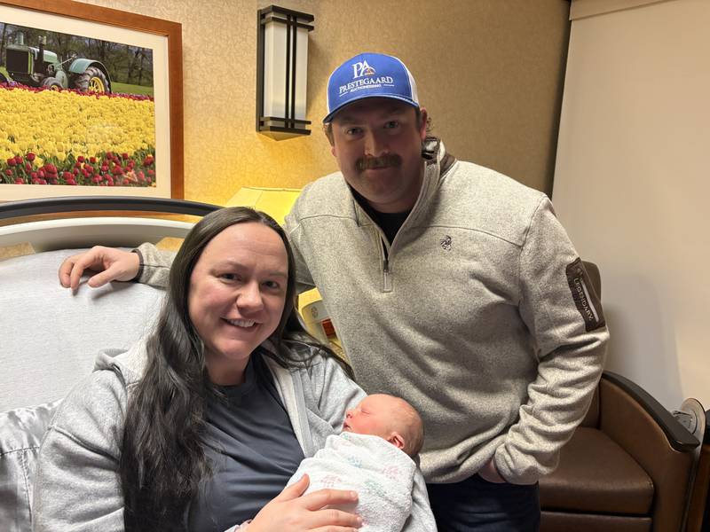 Lauren and Mack Carls welcomed their first child, Lee Carls, into the world in the early hours of New Year's Day 2026 at Northwestern Medicine Kishwaukee Hospital in DeKalb.