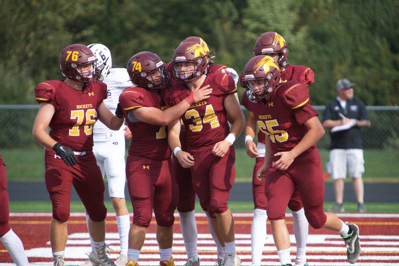 Richmond-Burton celebrates a touchdown  against Normal West on Saturday, Sept. 17,2022 in Richmond.