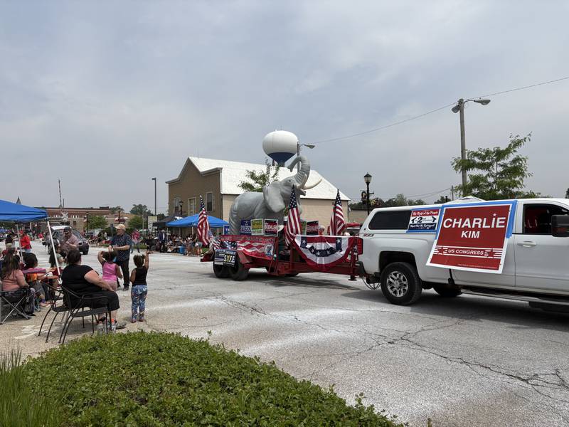 McHenry County GOP members participate in the Harvard Milk Days parade June 7, 2025.