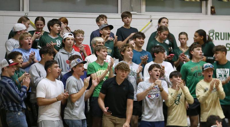 St. Bede students cheer on the Lady Bruins as they play Putnam County on Tuesday, Sept. 24, 2024 at St. Bede Academy.