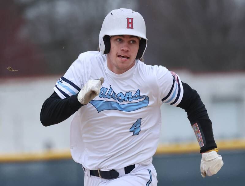 Parkview Christian Academy's Landon Malkowski heads for third Thursday, April 17, 2025, during their game at Hiawatha High School in Kirkland.