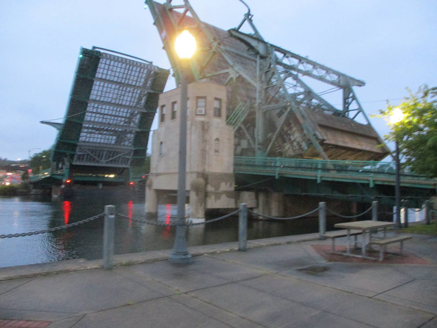 The Jefferson Street bridge in downtown Joliet, seen Tuesday night, has been closed for emergency repairs since May 14. May 20, 2025