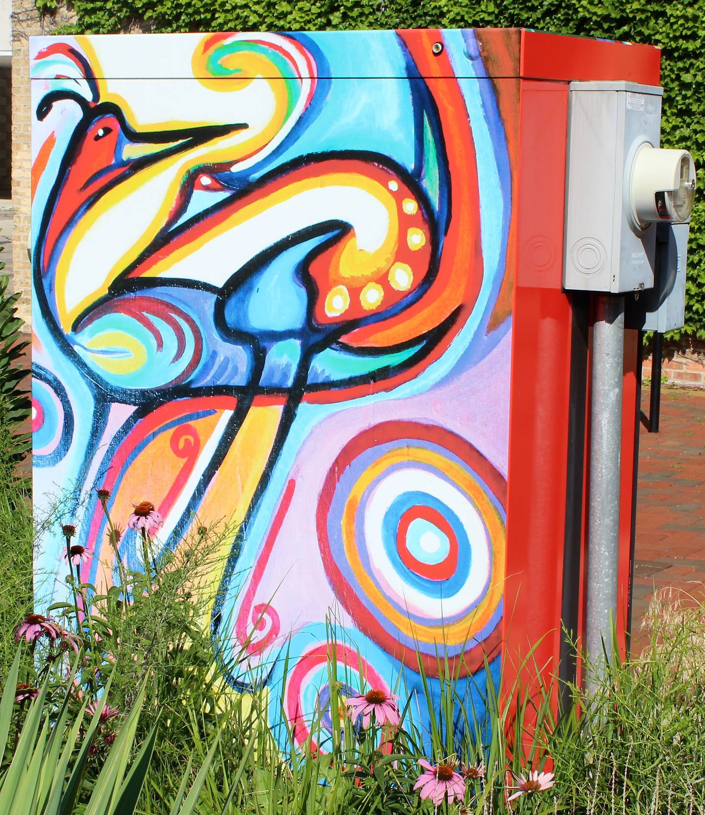 The Van Buer Plaza utility box, painted by Rudy Galindo