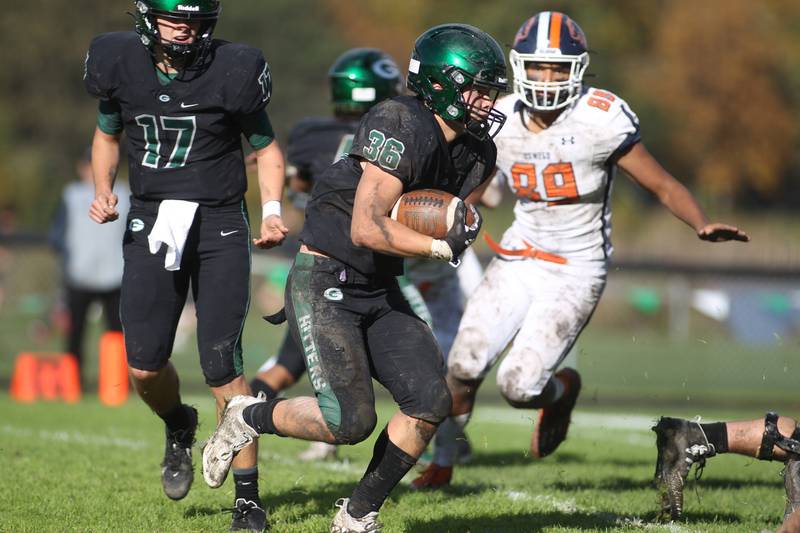 Oswego junior defensive end Taiden Thomas (89), shown here chasing down a ballcarrier during last season's playoff game at Glenbard West, is expected to be one of the Panthers' leaders defensively this season.