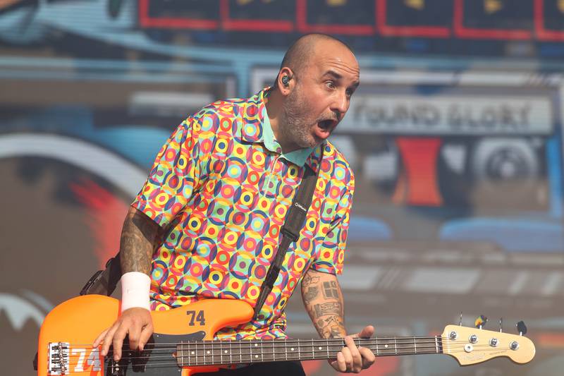 Ian Grushka of New Found Glory performs at Riot Fest on Friday, Sept. 20, 2024 in Chicago.