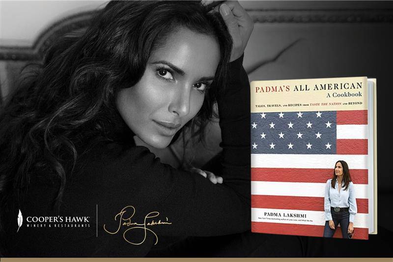 Celebrity chef Padma Lakshmi will be at Cooper’s Hawk in Downers Grove Monday, Feb. 9, signing copies of her new cookbook, “Padma’s All-American.”