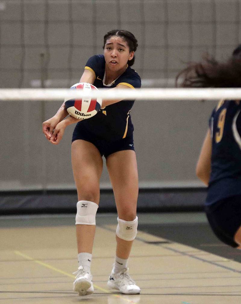 Neuqua Valley’s Bryanna Jones (12) with a shot against Downers Grove North Saturday September 17, 2022 in Wheaton.