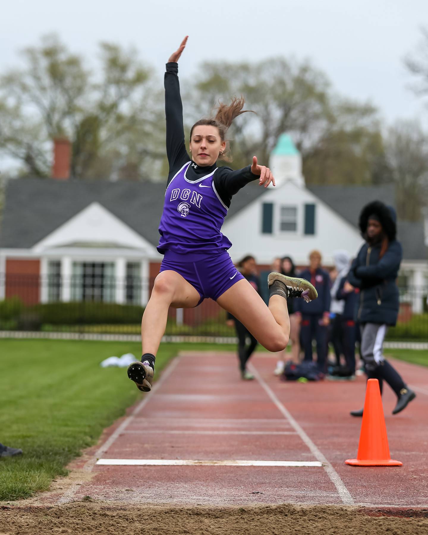 Downers Grove North's Amelia Hansen competes in the triple jump during the West Suburban Silver conference meet at Downers Grove North.  May 6.2022.