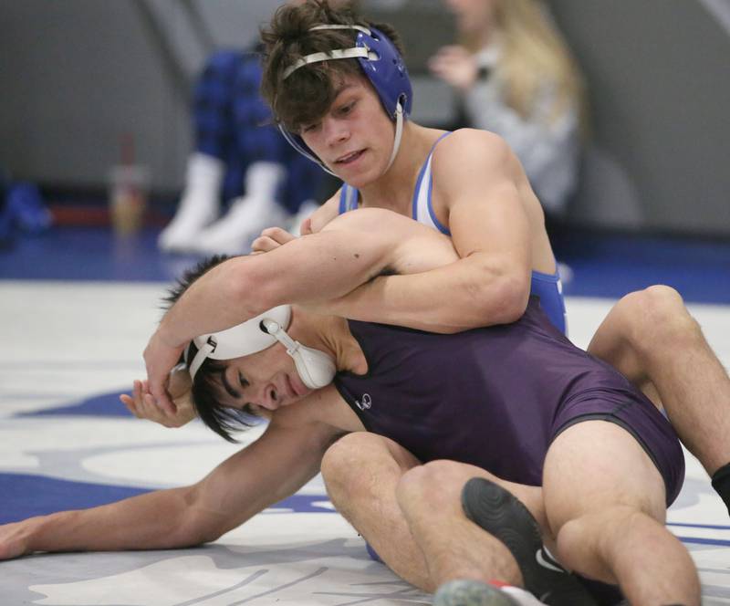 Princeton's Carlos Benavidez wrestles Dixon's Cade Hey during the 59th Annual Lyle King Princeton Invitational Tournament on Saturday, Jan. 7, 2023 at Princeton High School.