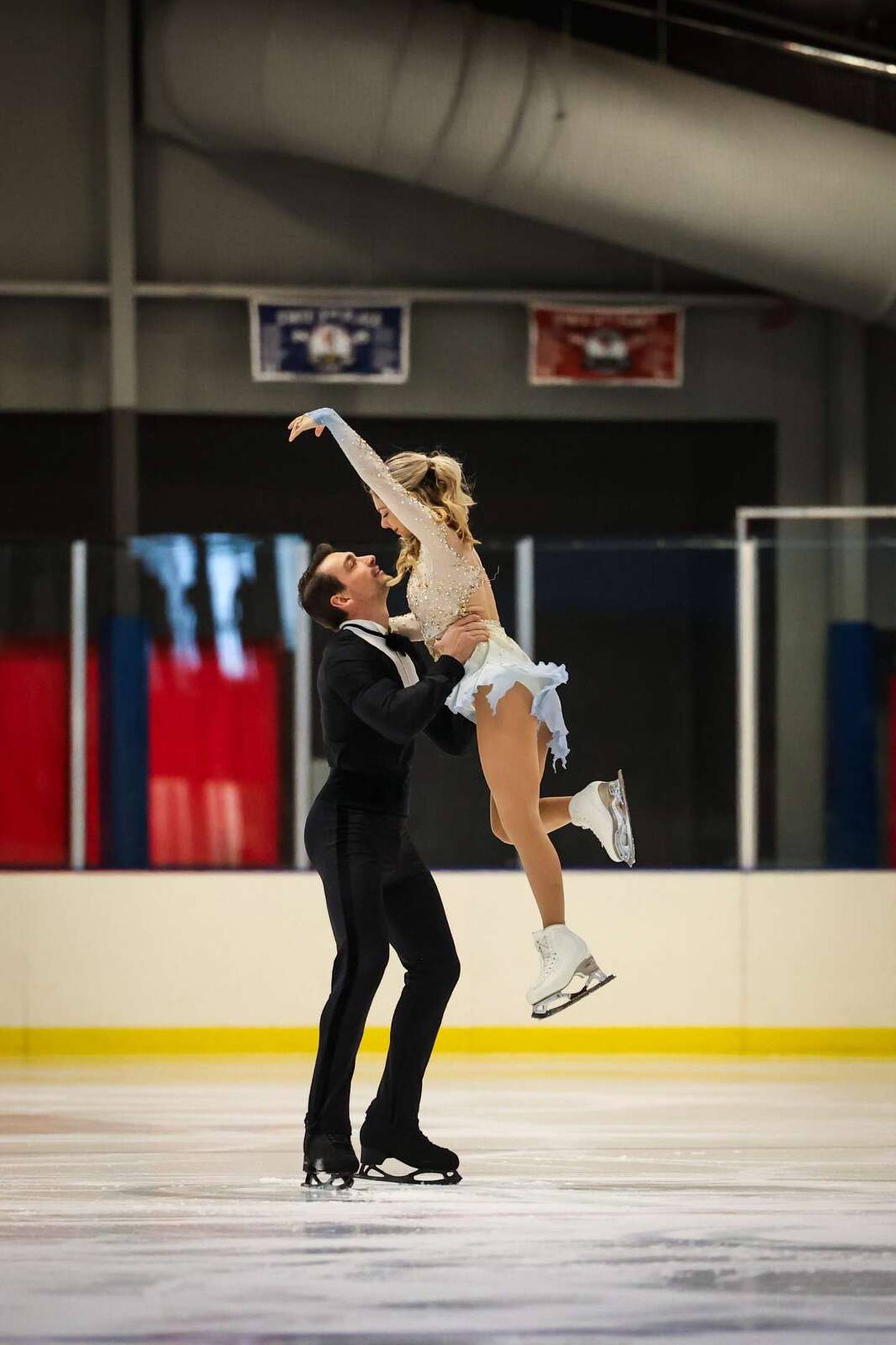 Chris and Alexa Knierim skate at a holiday show Dec. 21 at Oakton Ice Center in Park Ridge, where they both coach.