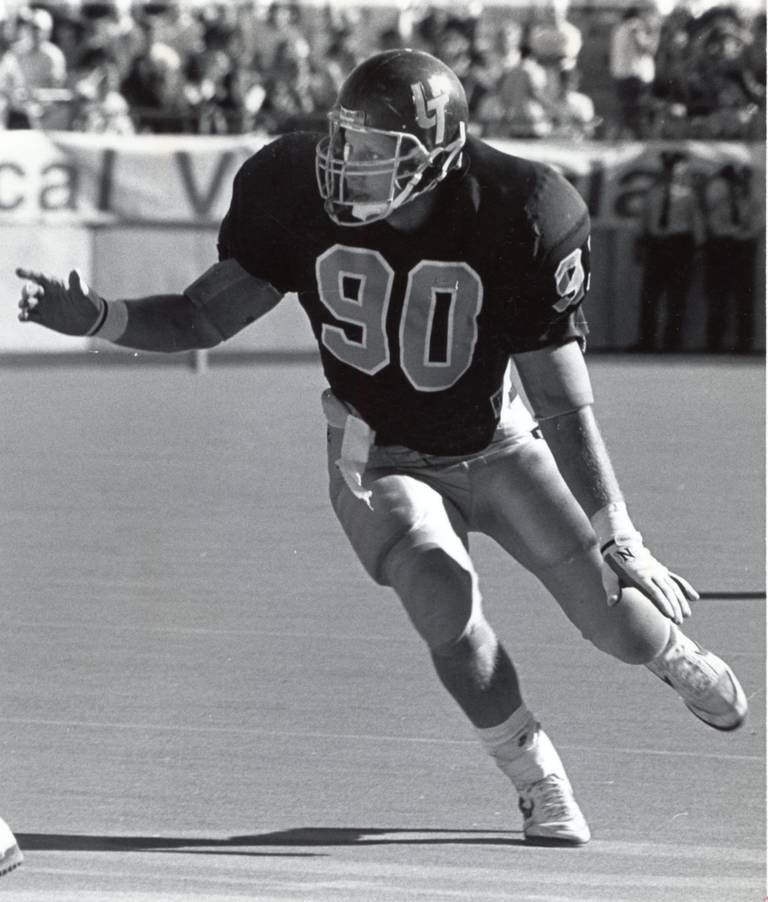 Linebacker Matt Eberflus plays for the University of Toledo. Eberflus played for the Rockets from 1988 to 1991.