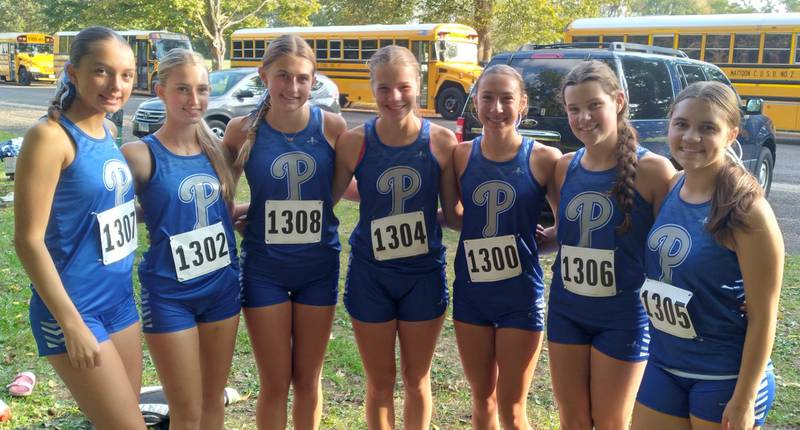 Princeton placed third at the Seneca Regional to qualify for Saturday's Rock Island Sectional. Team members are Alexandra Waca (from left), Payton Frueh, Avery Waca, Ella Gray, Ruby Acker, Natalie Meyer and Rebekah Lord.