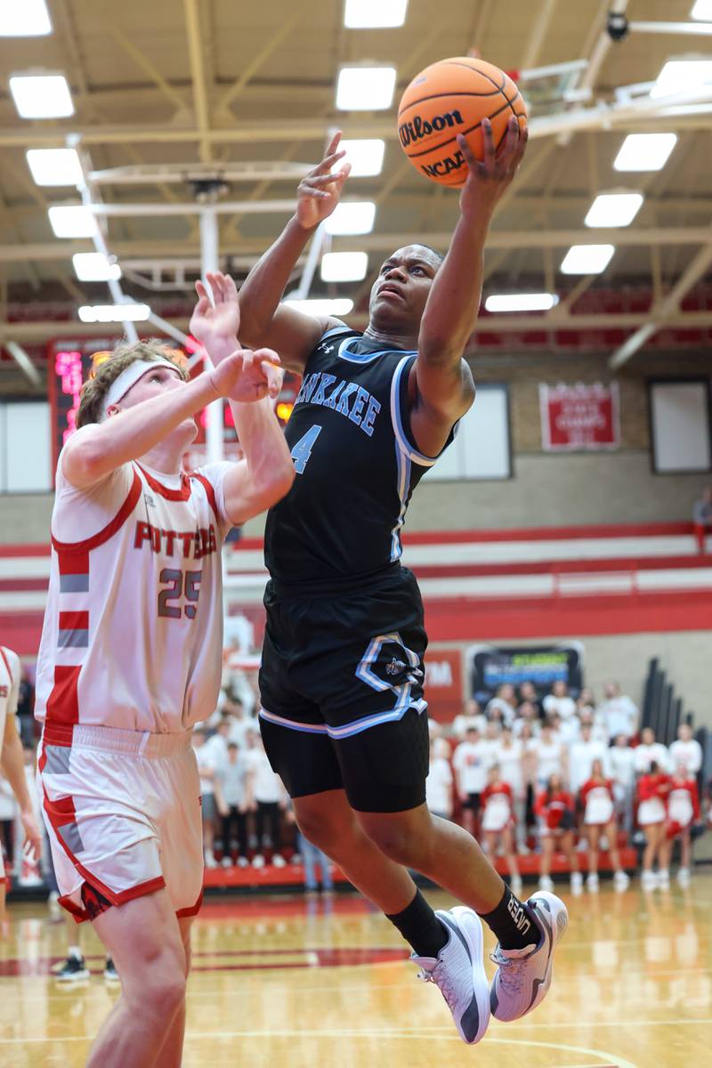 Kankakee's Myair Thompson goes for a layup during the Kays' 61-48 loss to Morton in the IHSA Class 3A Ottawa Sectional championship on Friday, March 6, 2026.