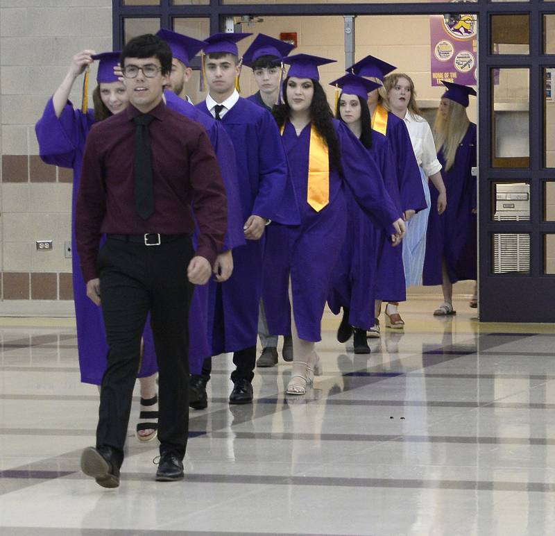 The Mendota High School Class of 2022 is led to the gymnasium to start the graduation ceremony Saturday, May 14, 2022.