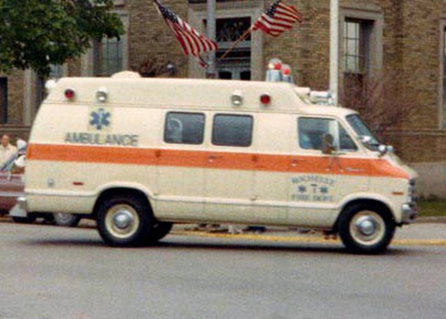 The first Rochelle Fire Department ambulance, put into service in 1975.