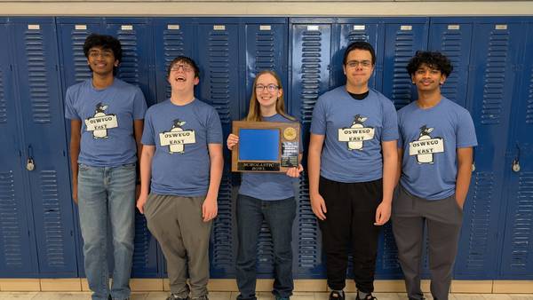 Oswego East varsity scholastic bowl team wins conference