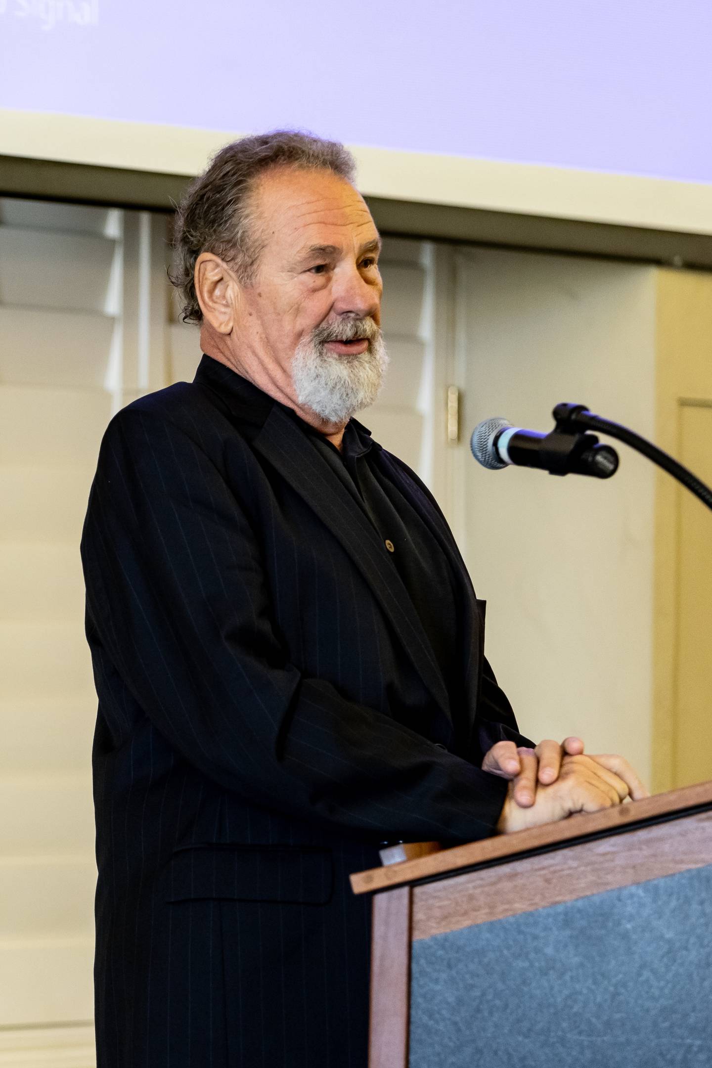 Joliet Slammers Co-Owner Mike Veeck speaks during the May Member Luncheon presented by the Joliet Region Chamber of Commerce & Industry at the Renaissance Center on May 23, 2024.