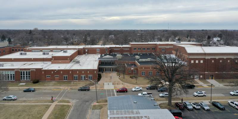 An aerial view of Streator High School Tuesday Feb. 14, 2023 in Streator.