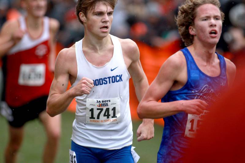 Woodstock's Ellery Shutt competes in the Class 2A State Cross Country Championships on Saturday, Nov. 9, 2024 at Detweiller Park in Peoria.