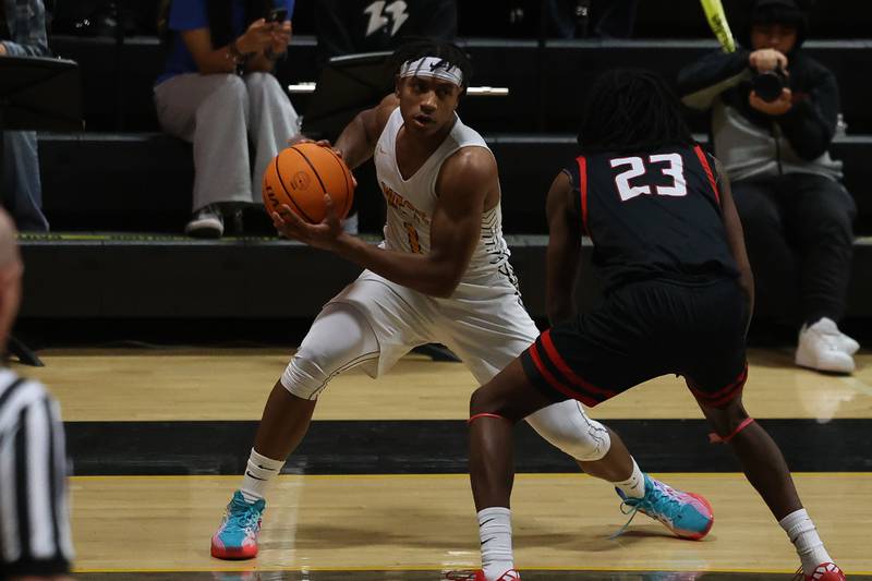 Joliet West’s Mickeis Johnson looks to make a move against Bolingbrook on Friday, Jan 24, 2025 in Joliet.