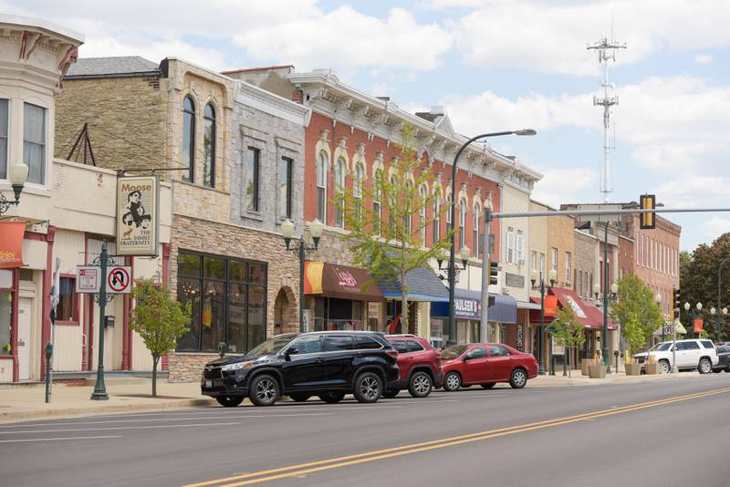 Historic down town Sycamore along Route 64 in Sycamore, IL on Thursday, May 13, 2021.