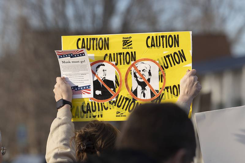 President Trump and Elon Musk were the main targets of the Tuesday, Feb. 25, 2025, protest.