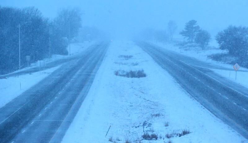 Traffic was minimal on Interstate 80 at daybreak on Tuesday, Jan. 9, 2024 in Bureau County.