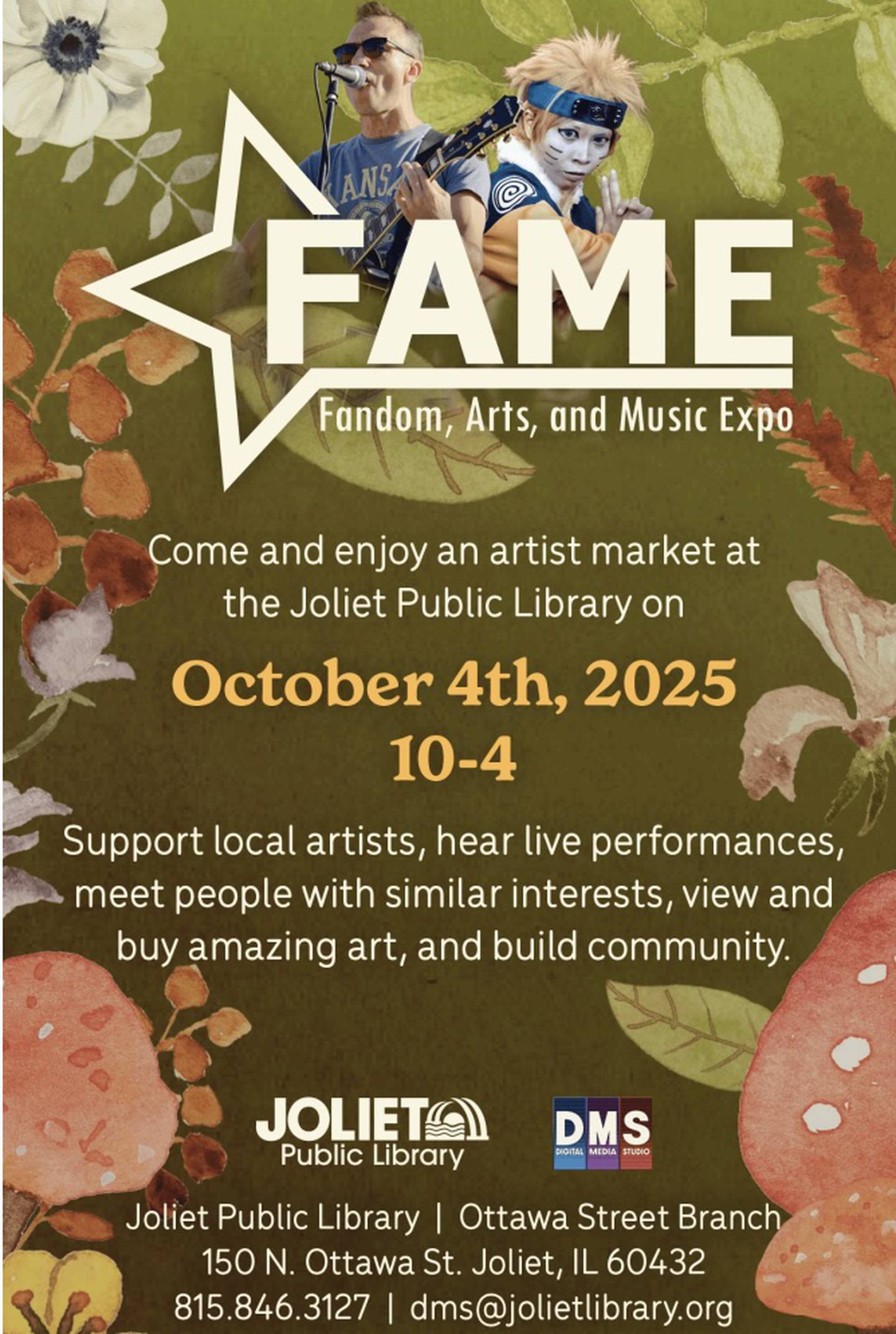 The Joliet Public Library’s FAME event will take place at the Ottawa Street Branch on  Saturday, Oct. 4, 2025.