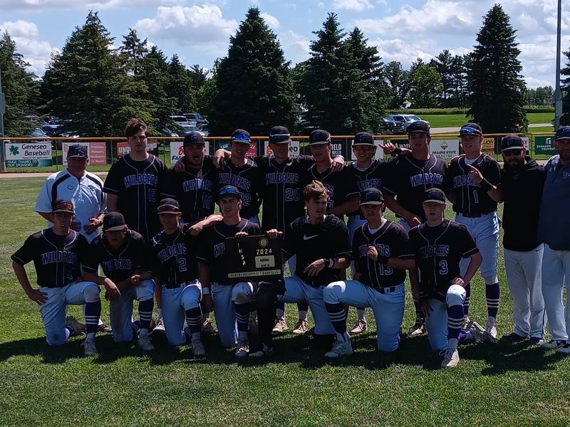 Wilmington with its Super-Sectional hardware after defeating Peoria Notre Dame 5-0 at the Geneseo Class 2A Super-Sectional on Monday.