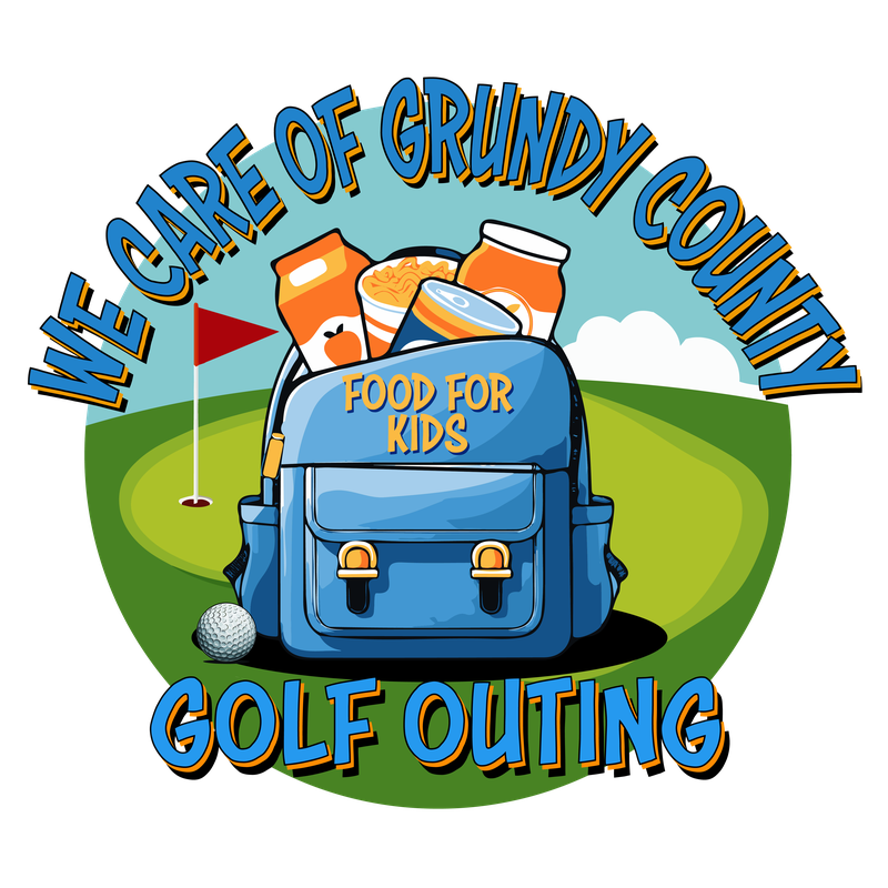 The logo for We Care of Grundy County's annual golf outing.