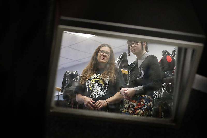 Megan Miller and her daughter, Lila McGovern, inside the Hideous Heart on Friday, Aug. 1, 2025, on Elm Street in McHenry. The shop that sells alternative clothing and accessories, opened in March 2024 and recently moved to a new larger location, nearly quadrupling its floor space.