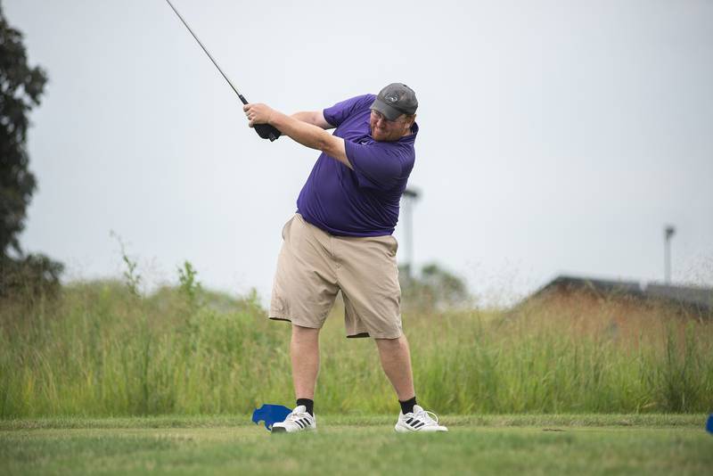 Thomas Brennan tees off on #10 to start the second round Sunday, July 17, 2022 of the Lincoln Highway golf tournament at Prairie View Golf Club in Byron.