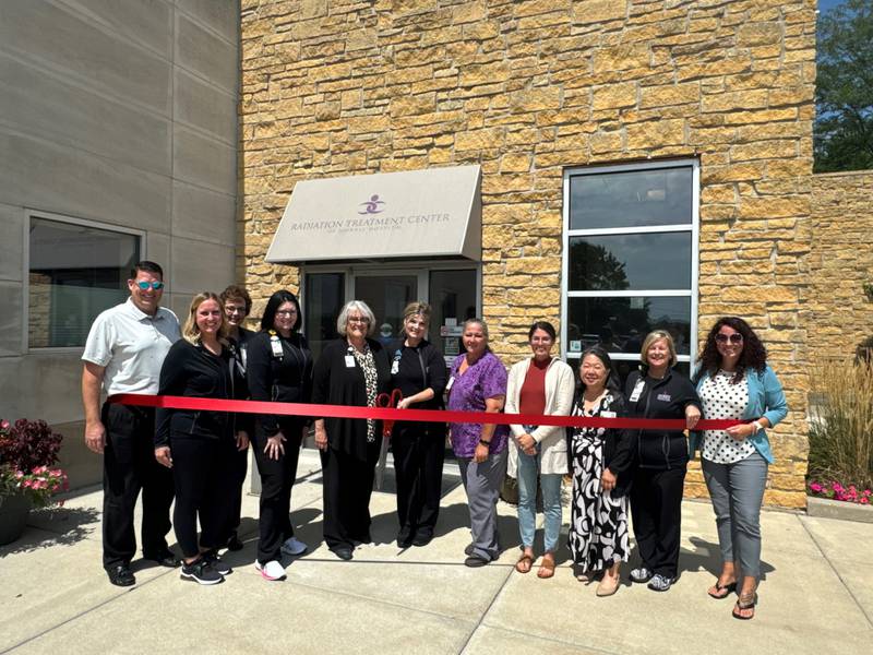 The Radiation Therapy Center team, Grundy County Chamber of Commerce & Industry and Morris Mayor Chris Brown celebrated the Radiation Therapy Center's 20th anniversary with a ribbon-cutting ceremony on Aug. 12, 2024.