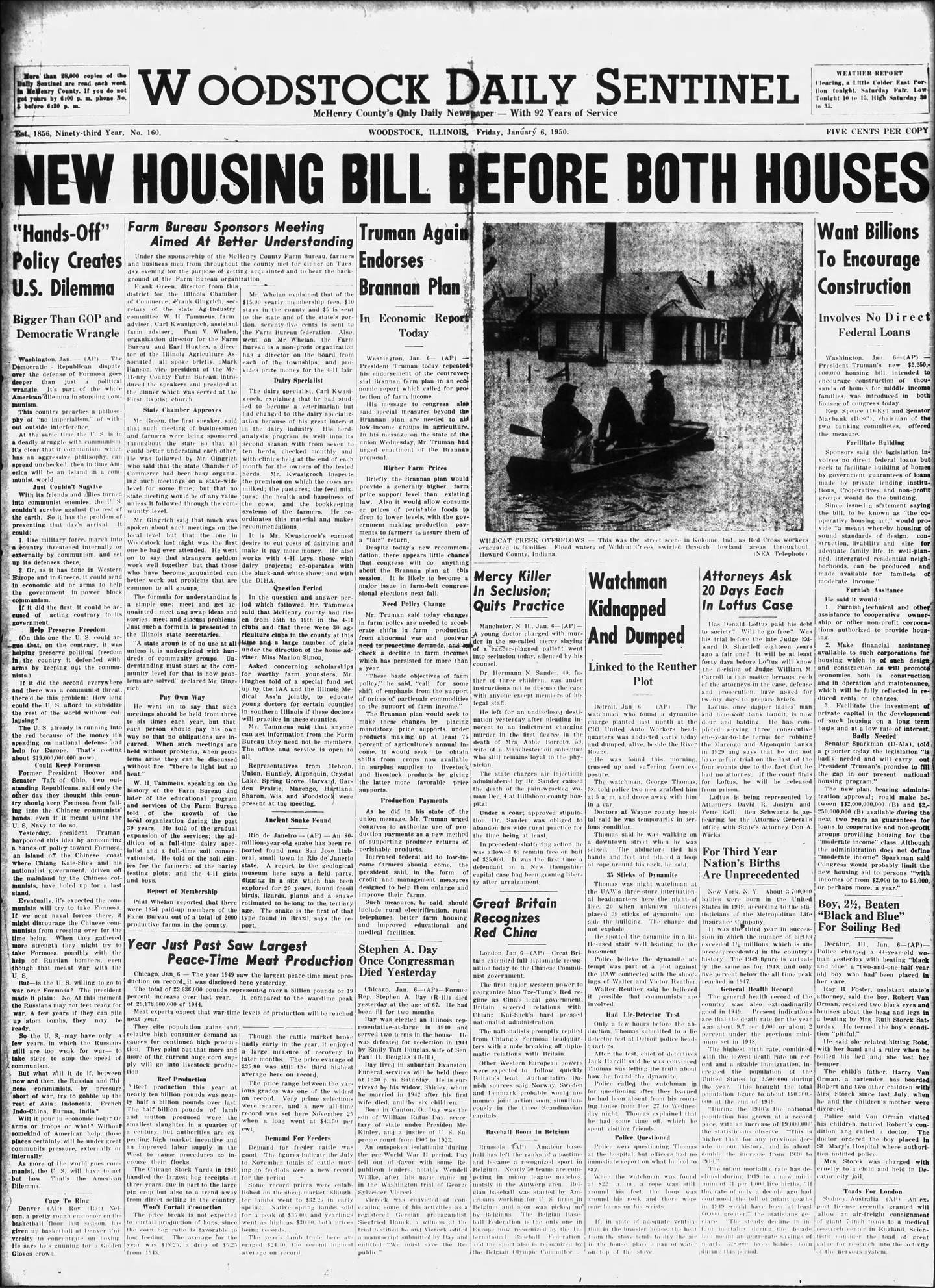 The Woodstock Daily Sentinel on Jan. 6, 1950.
