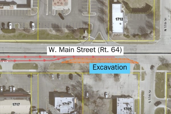 Water main break slows traffic on Main Street in St. Charles 