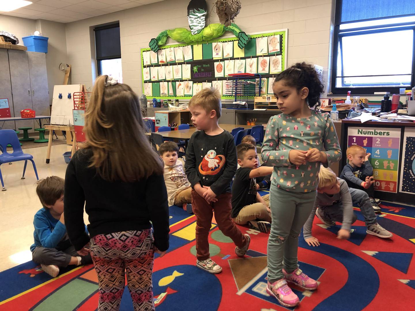 Students in a preschool classroom at Northview Elementary in Peru practice their counting skills on Wednesday, Nov. 2, 2022.