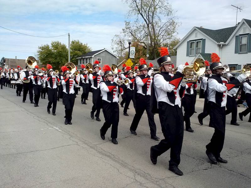 The DeKalb High School marching band was one of three marching bands in the Cortland Fall Festival Parade on Oct. 12. Bands from Indian Creek High School and the DeKalb middle schools also participated.