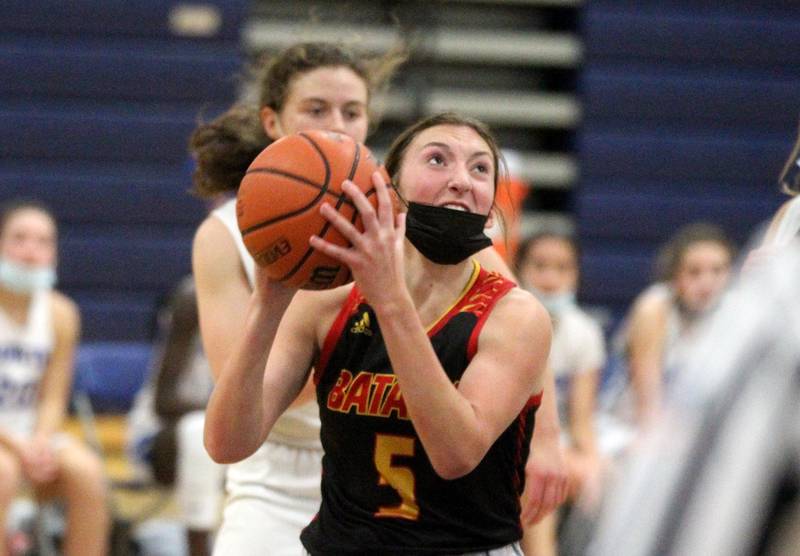 Batavia's Brooke Nazos looks for an opening during a game at Wheaton North on Thursday, Jan. 20, 2022.
